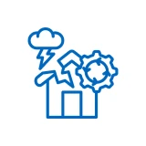 Factory icon with cloud and cogwheel.