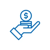 Hand holding coin with dollar sign.